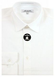Mens Slim Fit Dress Shirt Plain White Convertible Cuff 95% Cotton By 