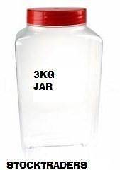   3KG PLASTIC JAR & PLASTIC LID FOR STORAGE OF SWEETS FLOUR DRIED FOOD