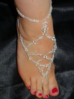   MADE BRIDAL CRYSTAL BAREFOOT SANDAL BEACH JEWELLERY ANKLET FOOT THONG
