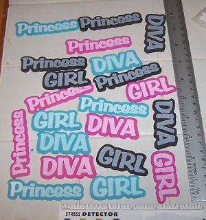 Lot of 20 PRINCESS Diva Girl Pink Black & Blue FOAM Shapes
