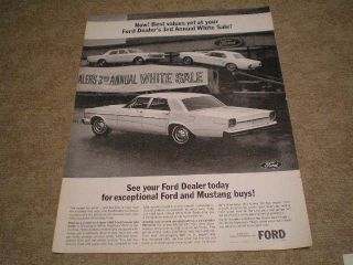 1966 Ford Car Large Ad White Sale on Custom 500 & Mustang Cars