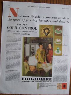 1929 Frigidaire The New Cold Control Refrigerator Advertisement