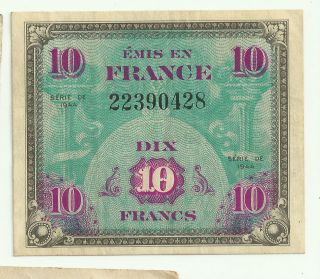 1944 Series France 10 Francs banknote #22390428 crisp super nice cond 