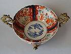   IMARI 18TH PORCELAINE POLYLOBED BOWL MONTED FRENCH GILDED BRONZE 1875