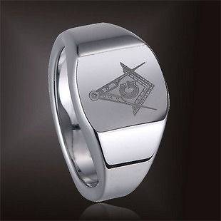   Carbide Silver Magnificen Freemason Masonic Ring Size 12   TG040