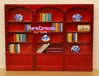Dollhouse Miniature Furniture Grand Shelf Bookcase Library Wood 