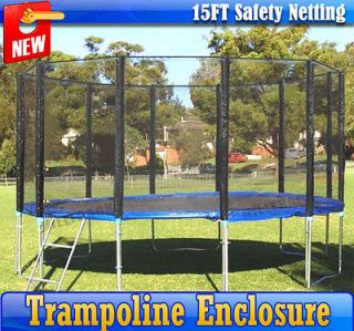 NEW 15 FT Trampoline Enclosure Round Safety Netting Fence With Poles