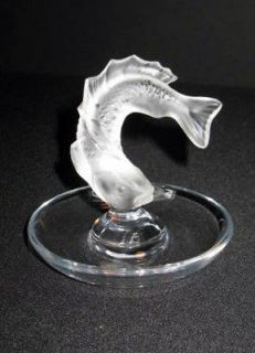 LALIQUE FRANCE FROSTED CRYSTAL KOI FISH RING PIN TRAY HOLDER DISH 