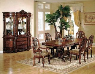   Formal Cherry Wood Dining Room Pedestal Table Set Furniture NEW
