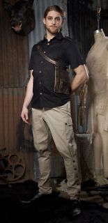   Step in Time Steampunk Goth Victorian Mens Sand Military Pants 28