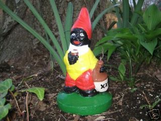 Black Garden Gnome Tipsy Statue (lawn jockey)