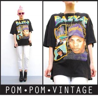 vtg 90s black EAZY E gangsta rap MEMORIAL t shirt hip hop N.W.A 