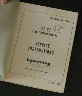   YT 53 Gas Turbine Engine Service Instructions 1957 Helicopter