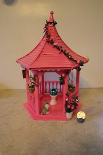 Garden Gazebo   Pink Wood   Handcrafted Miniature Collectible