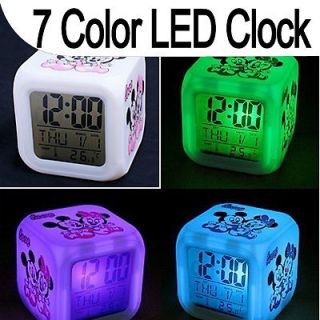 Color Lovey LED Digital Mickey Mouse Alarm Clock New