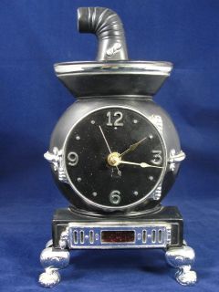   Mastercrafters Pot Belly Stove Wall Clock Black Chrome Made USA 830