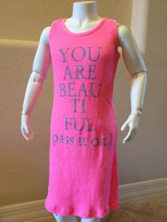 NWT Flowers by Zoe Girls Neon Pink Bling You Are Beautiful Tank Dress 