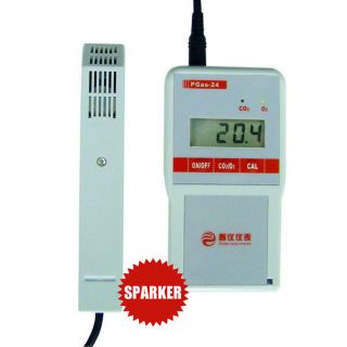 Portable Double Gas Detector Tester Meter Analyser Warner O2&CO2 PGas 