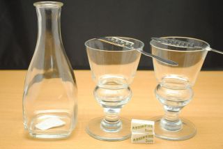 Set 2 Pontarlier Absinthe Glasses w/ Spoons and 1/2 L Water Carafe