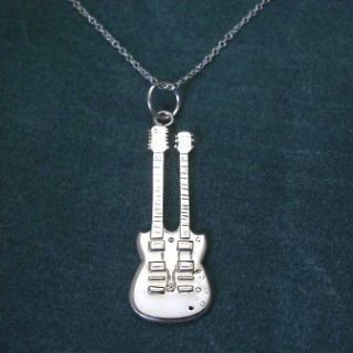 Mini Silver Gibson SG Twin Neck Jimmy Page Led Zeplin Electric Guitar 