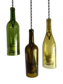 BoMoLuTra~ Wine Bottle Glass Candle Holder Hanging Lanterns Set Of 3