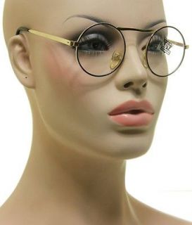   Vintage Style Glasses Round Black & Gold Frame Wave Design Eyeglasses