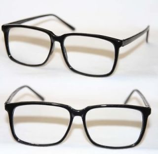 Nerd Mens Dork Clear Lens Glasses Geek square round frame super 
