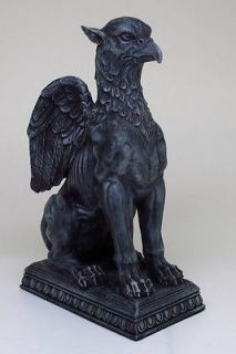 GOTHIC GRYPHON LION WINGED GRIFFIN GARGOYLE STATUE 9.25TALL HONOR 