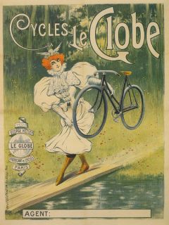 Light Bicycle Bike Cycles Lady Le Globe French Vintage Poster Repo 