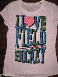 NWT Justice Girls I Love Field Hockey Glitter Graphic Tee Top NEW