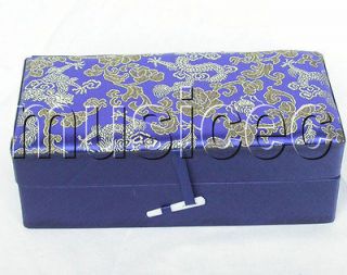   blue navy blue Chinese silk oblong Jewelry Boxes Carrying Cases T337A1