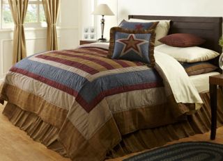   Primitive Freedom Star Bedding Quilt Sets Flag Red Blue Gold All Sizes