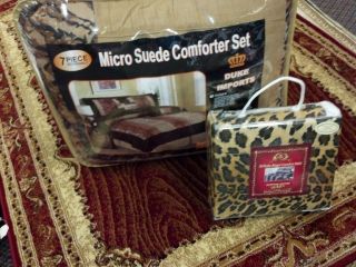 7pc comforter set Loepard Print brown gold king col26 w/FREE Leopard 