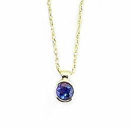 September Birthstone 100% 14K Yellow Gold Sapphire Solitaire Necklace 