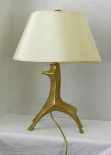   Abstract Deer Gazelle Giraffe Sculpture Lamp Gold Hammered Metal