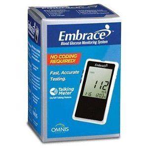 Embrace Blood Glucose Monitoring System Talking Meter No Coding 