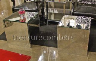 Modern MIRRORED CUBE Coffe Table END TABLES Hollywood