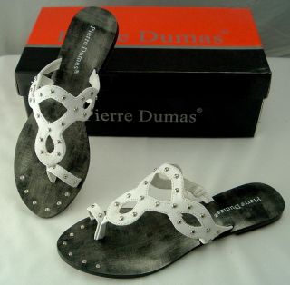 Woman White Slip on Toe Ring Sandals by Pierre Dumas Bling Free 