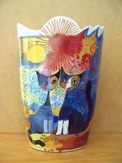 Goebel ROMANTICO CATS VASE with GOLD TRIM by ROSINA WACHTMEISTER 