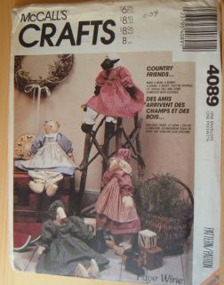   UNCUT Pattern 4089 Country Friends & Clothes Bear Bunny Goose or Sheep