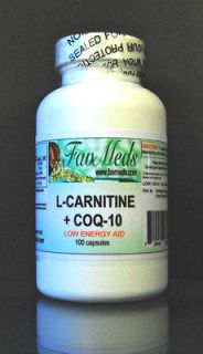 Carnitine 600mg + Coq 10, High Quality, Made in USA   100 capsules