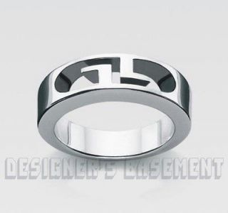 GUCCI silver LOGO Band Signature GG cutout 925 Sterling Silver ring 