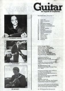GUITAR INTERNATIONAL MAGAZINE 1979 NOV LAURINDO ALMEIDA, ALHAMBRA, ED 