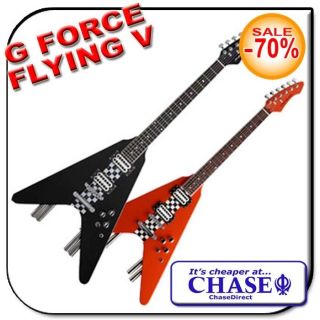 Flying V Electric Guitar Stagg G Force Race Car Design Black Orange 