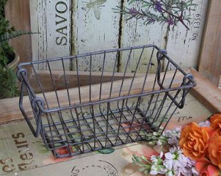 Shabby Cottage Chic Small Wire Basket with Handles