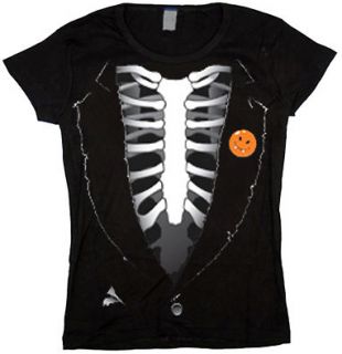 Skeleton tuxedo halloween costume funny tux tee shirt Jr JUNIOR SIZE T 