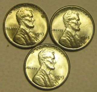 1943 PDS Lincoln Steel Cent Penny Set   BU Condition