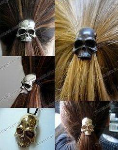 New fashion Womens Metallic Skull ponytail holders Hair Cone