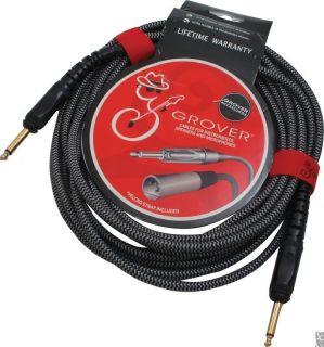 Grover Noiseless Guitar Instrument Cable 20 braided gold plated plug 