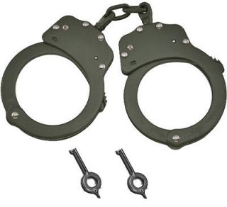 Real Professional Handcuffs Green Steel Police Duty Double Lock w/Keys 